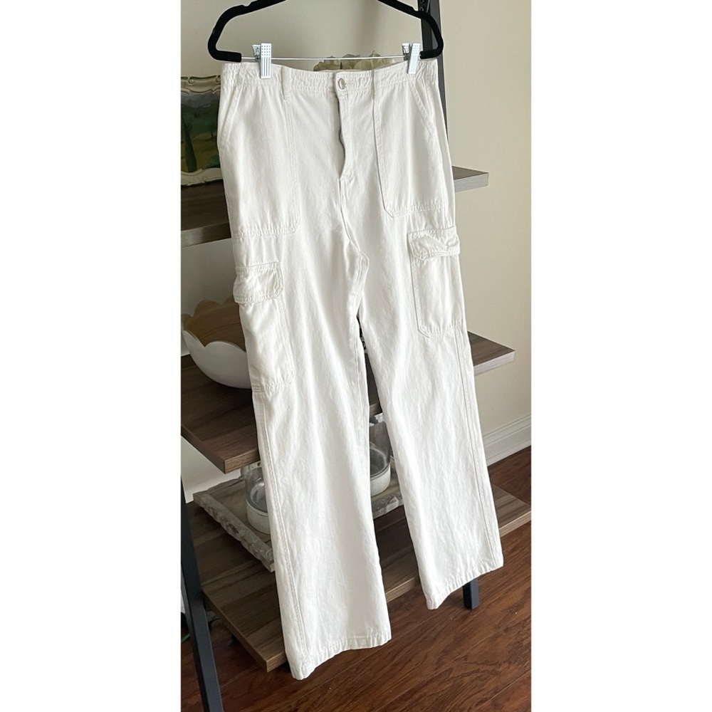 TALULAH Women's 100% Cotton White Cargo Pants, Large - Picture 4 of 12